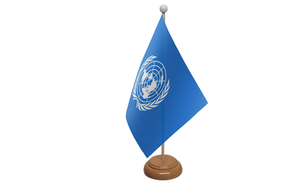 United Nations Small Flag with Wooden Stand